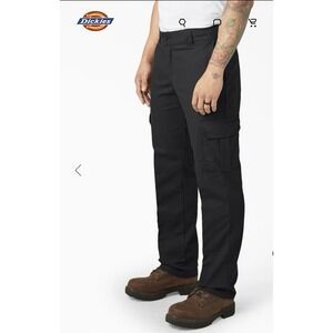 Dickies FLEX Cargo Pants Mens 38x32 Black Regular Straight Workwear